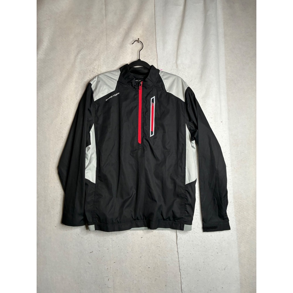 Snake Eyes Weather-18 Mens Quarter Zip Golf Windbreaker Jacket Black Grey Medium